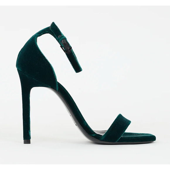 Saint Laurent Amber 105 Malachite Green Velvet Ankle Strap Sandal Pump Heel 36 - Picture 1 of 14